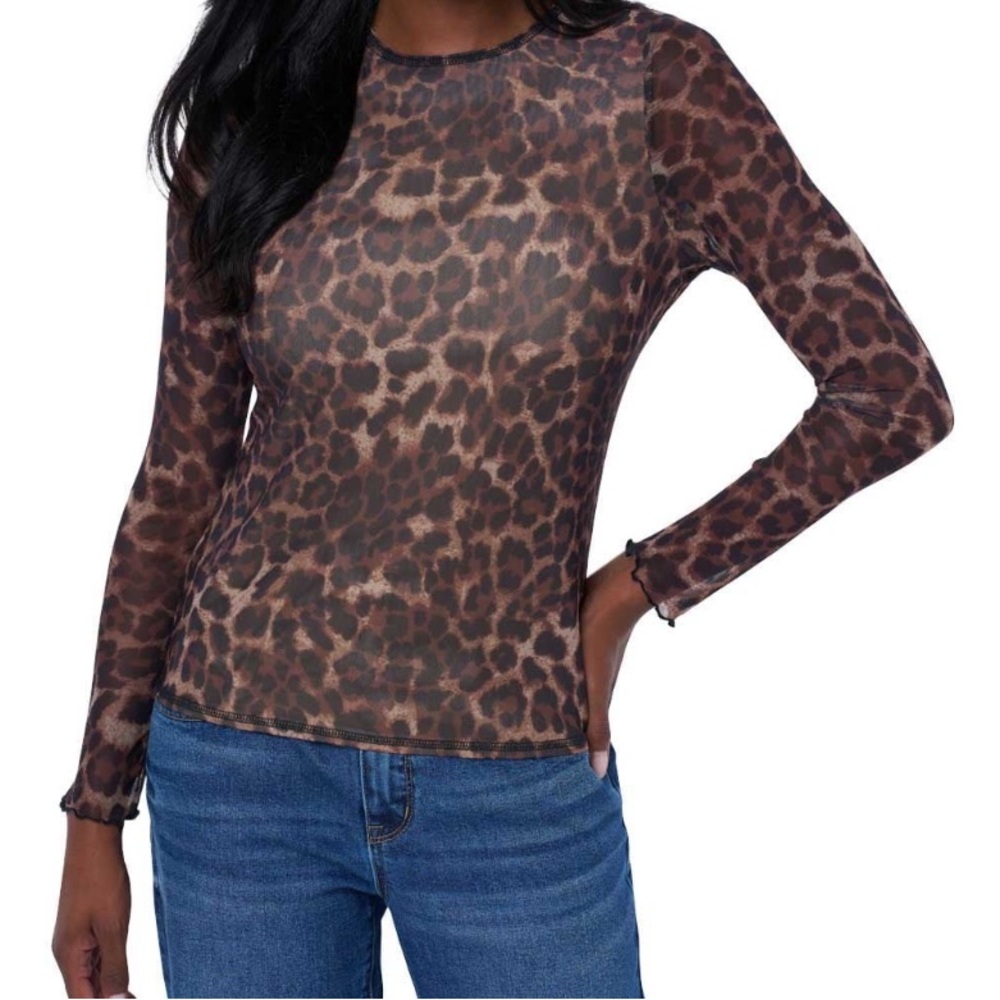 Edited by Remi Bader Long Sleeve Animal Print Double Lined Sheer Top - Medium